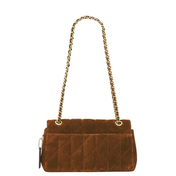 Coach Tabby Shoulder Bag 26 in Warm Brown Womens Suede Brass Hardware Purse - Picture 3 of 17